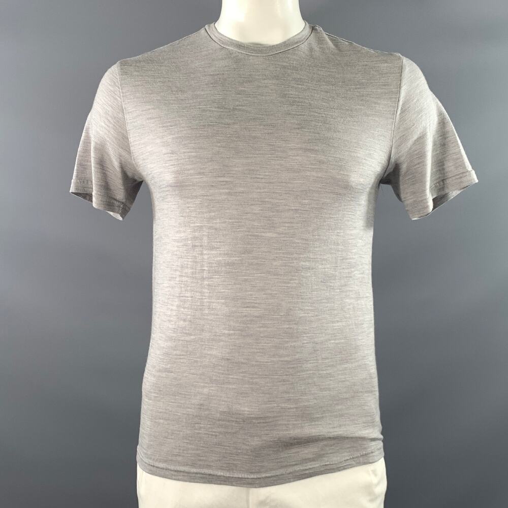UNBOUND Size L Grey Heather Merino Wool Crew Neck T shirt